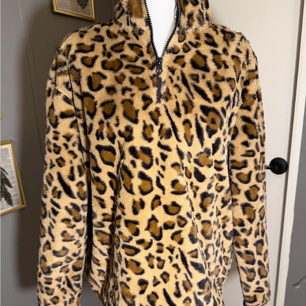 Leopard Print Fluffy Jacket - Picture 1 of 4